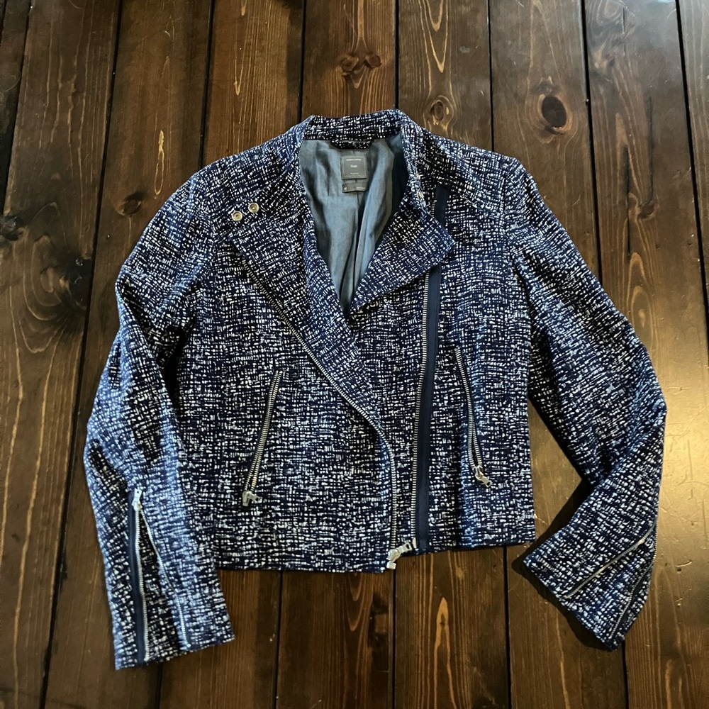 Gap patterned moto jacket